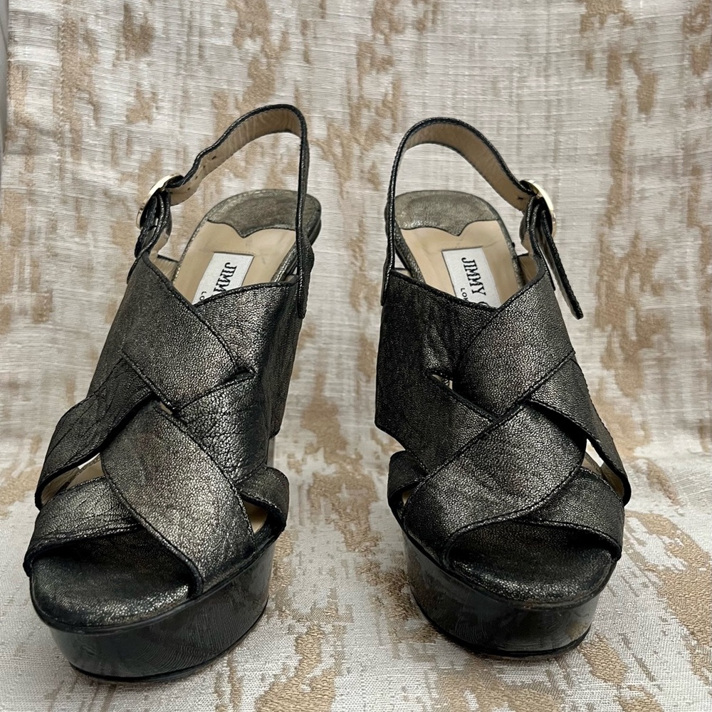 Gorgeous Jimmy Choo Platinum Sandals! Size 6.5. Worn only a few times. 5” heels